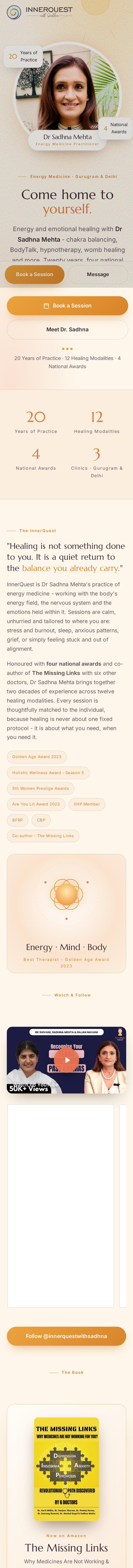 InnerQuest website scrolling walkthrough