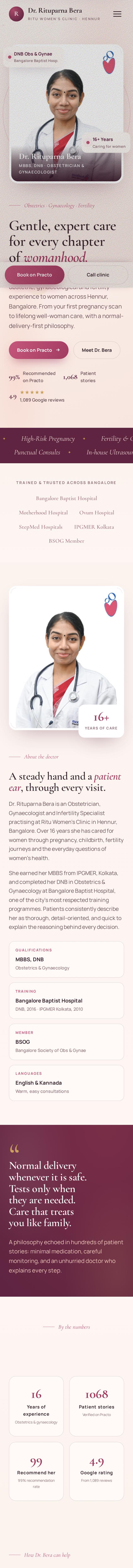 Ritu Women's Clinic website scrolling walkthrough