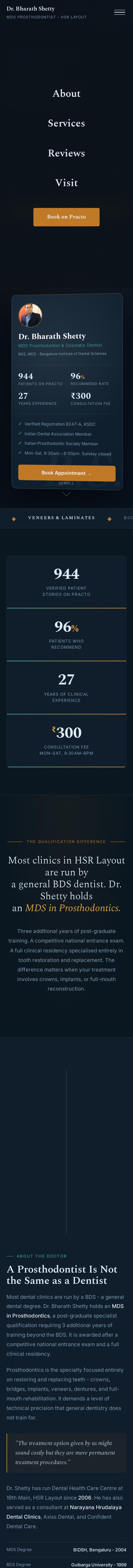 Dr. Bharath Shetty website scrolling walkthrough