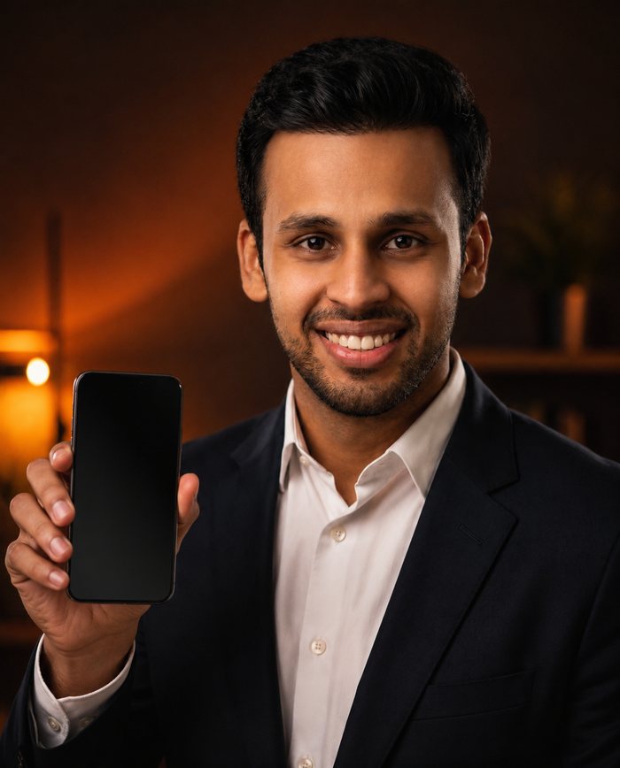 Yash Bhatter holding a phone